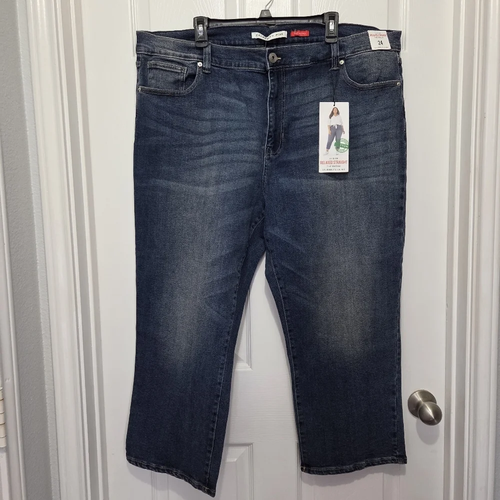 Celebrity Pink Hi-Rise Relaxed Straight The Retro Plus Size Denim Jeans Size 24 - Picture 1 of 11